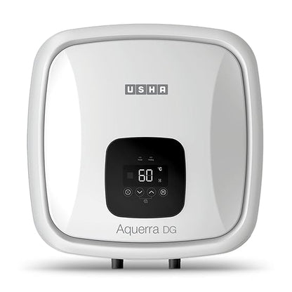 Usha Aquerra DG 15L 5-Star Digital Storage Water Heater (White) with Remote Control, Wall-Mounted Design – Energy Efficient and Convenient.