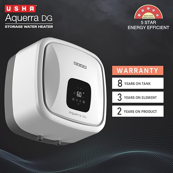 USHA 25 L Storage Water Geyser (Aquerra DG, White, Grey)