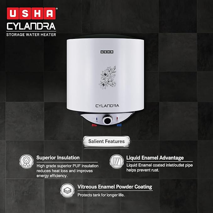 USHA 15 L Storage Water Geyser (Cylandra 15L Storage Water Geyser - Grey)