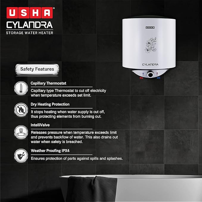 USHA 15 L Storage Water Geyser (Cylandra 15L Storage Water Geyser - Grey)
