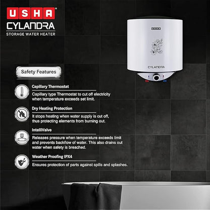 USHA 15 L Storage Water Geyser (Cylandra 15L Storage Water Geyser - Grey)