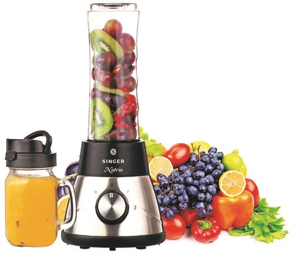 Singer SPB600BNE 300 W Juicer  (SPB 600 BNE | 2 Jars | Silver, Black)