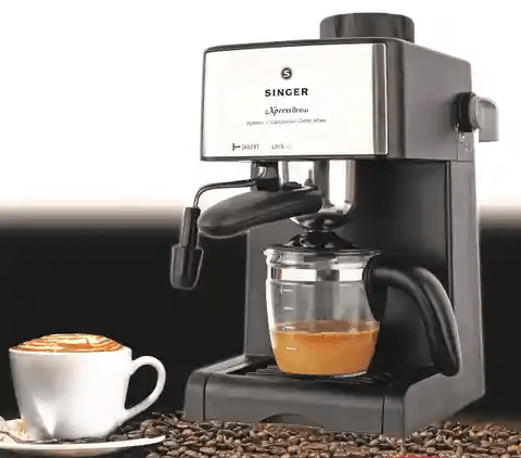 Singer Xpress Brew - Espresso Cappuccino Coffee Maker - Carafe Capacity 4 Cups (800 Watts, Black) 4 Cups Coffee Maker  (Silver, Black)