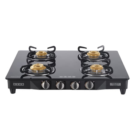 USHA Ebony GS 4001 Glass Manual Gas Stove  (4 Burners)