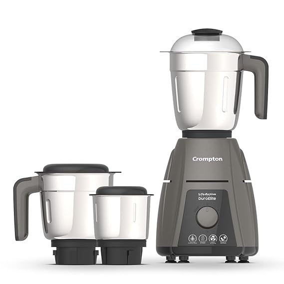 Crompton DuroElite 800 W Mixer Grinder  (ACGM-DUROELITE3J | 3 Jars | Mettalic Black Finish)