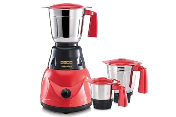 USHA SPEEDMAX 500 W Mixer Grinder  (SP500M23 WITH 2YEAR COMPLETE 5YEAR MOTOR WARRANTY | 3 Jars | Red, Black)