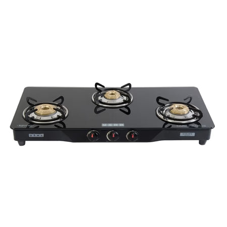 USHA Ebony GS3 001 Glass Manual Gas Stove  (3 Burners)