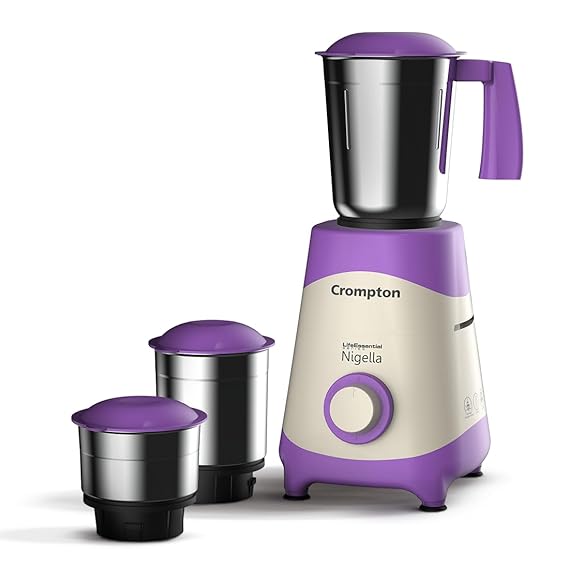 Crompton Nigella 500W 3jar 500 W Mixer Grinder  (ACGM-NIGELLA500W3J | 3 Jars | White and Lavender)