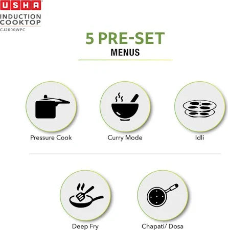 USHA 2000 W Induction Cooktop Push Button  (Black, CJ2000WPC)