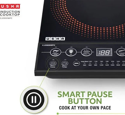 USHA 2000 W Induction Cooktop Push Button  (Black, CJ2000WPC)