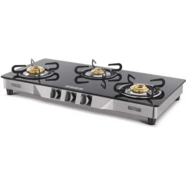 USHA EBONY NEO 3003 SS 3BURNER Glass Manual Gas Stove  (3 Burners)