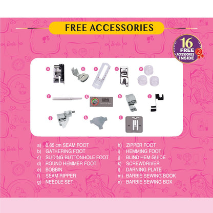 USHA My Fab Barbie Electric Sewing Machine  ( Built-in Stitches 21)