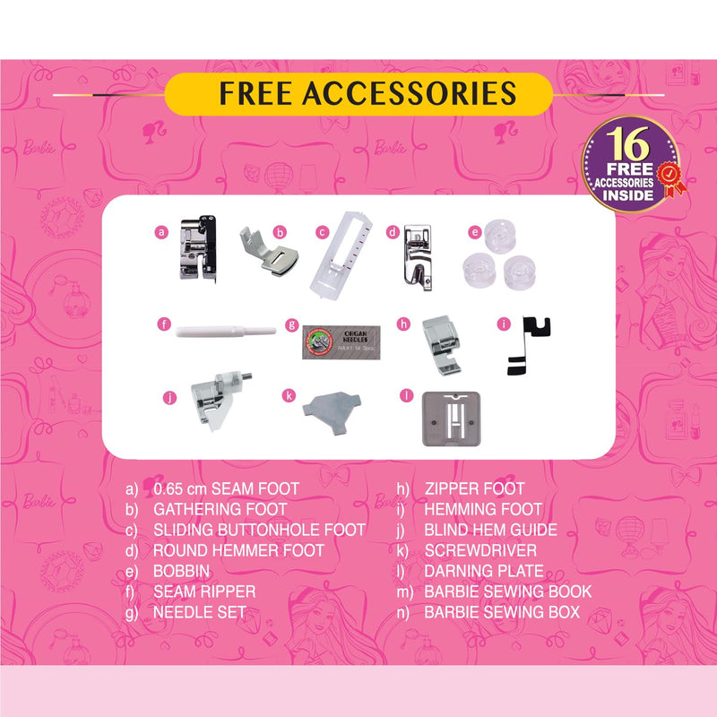 USHA My Fab Barbie Electric Sewing Machine  ( Built-in Stitches 21)