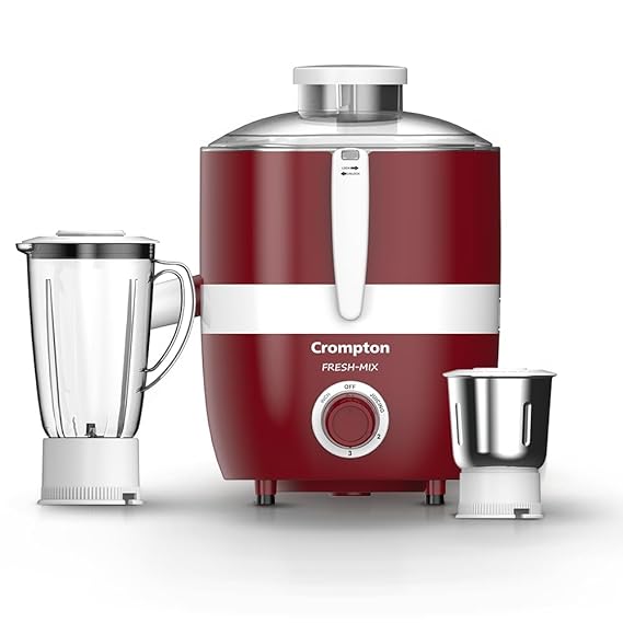 Crompton FRESH MIX 500 W Juicer Mixer Grinder  (Fresh-Mix | 2 Jars | White, Red)