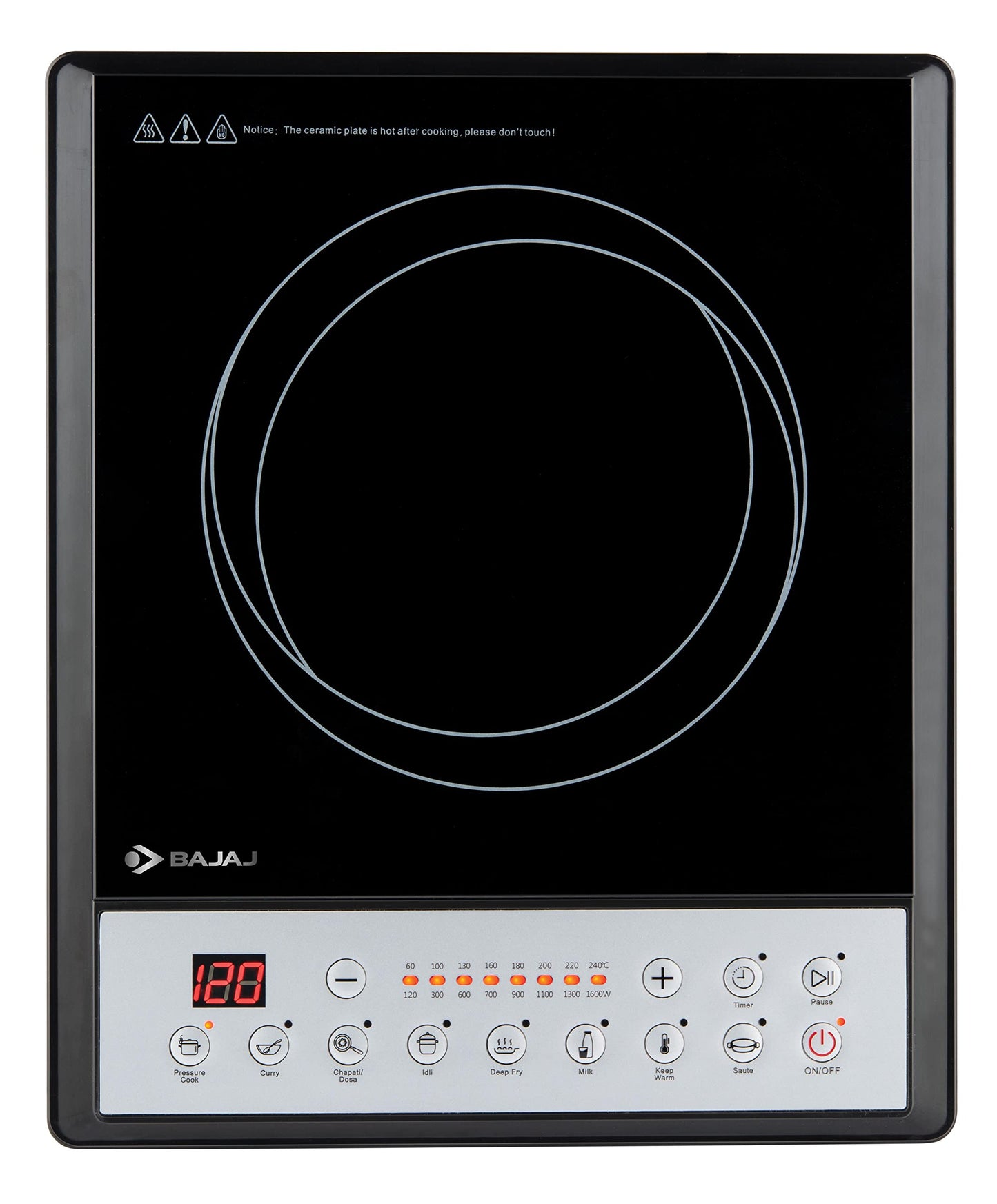 BAJAJ 1600 W Induction Cooktop Push Button  (Black, ICX 160TS)