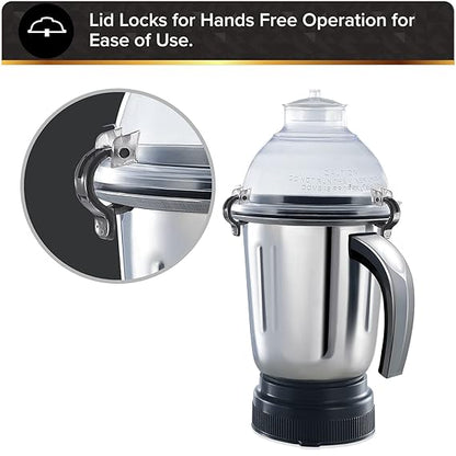 USHA Maximus Plus 800 W Mixer Grinder  (MP800MX4 | 4 Jars | with 1 year extended warranty | Black, Silver)