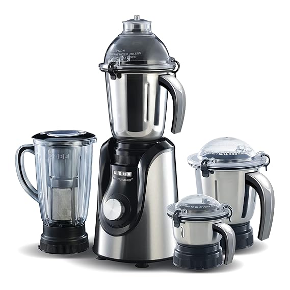 USHA Maximus Plus 800 W Mixer Grinder  (MP800MX4 | 4 Jars | with 1 year extended warranty | Black, Silver)