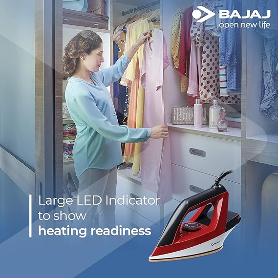 BAJAJ by BAJAJ Splendora Dry Iron 1100 W Dry Iron  (Red, Black)