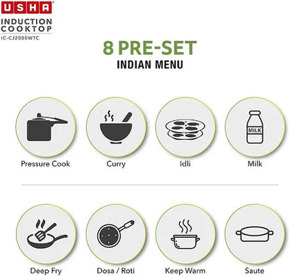 USHA 2000 W Induction Cooktop Touch Panel  (Black, CJ-2000 Wtcxtl 2000 watt)