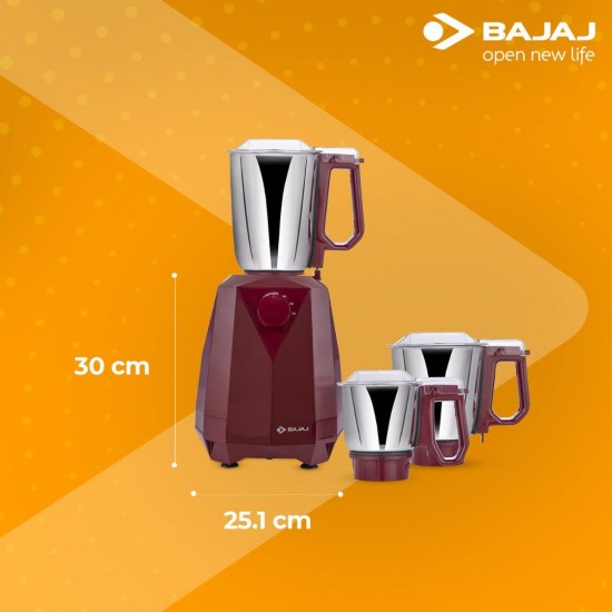 BAJAJ Juvel Mixer Grinder (MAROON) 240 W Mixer Grinder  (410554 | 3 Jars | Maroon)