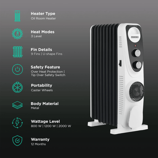 USHA OFR 4209 FU PTC Oil Filled Room Heater