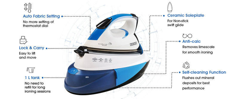 USHA Tene Pro 5000 2600 W Steam Iron  (White, Blue)